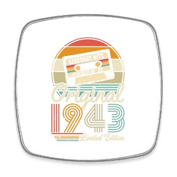 Vintage 80th Birthday Gift - Vintage 1943 - Square fridge magnet - white - Front