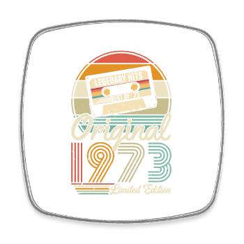Devise d’anniversaire vintage 1973 - Magnet carré - blanc - Devant