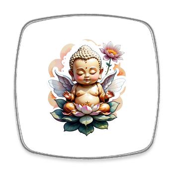 Baby Buddha - meditation yoga relaxation - Square fridge magnet - white - Front