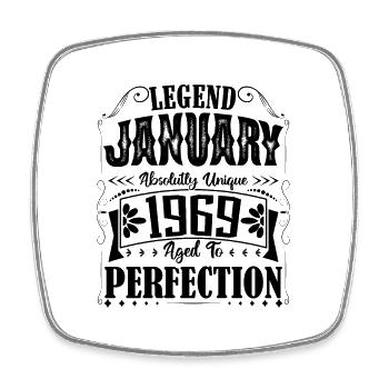 January 1969. January 1969 Birthday Gift. - Square fridge magnet - white - Front