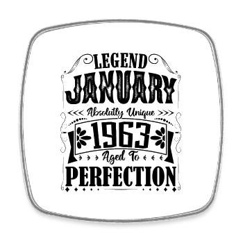 January 1963. January 1963 Birthday Gift. - Square fridge magnet - white - Front