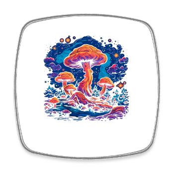 Mushroom | Fantasy Pilze Wald Natur Goa Festival - Viereckiger Kühlschrankmagnet - Weiß - Vorne