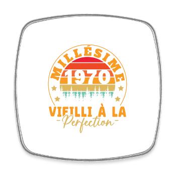 Jahrgang 1970er Jahre, Jahrgang 1970er Jahre Geburtstagsgeschenk - Viereckiger Kühlschrankmagnet - Weiß - Vorne