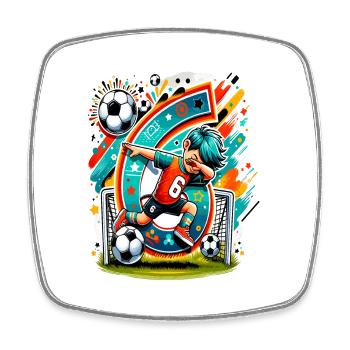 6 Jahre Alter Junge Fußball Geburtstag Shirt Idee - Viereckiger Kühlschrankmagnet - Weiß - Vorne