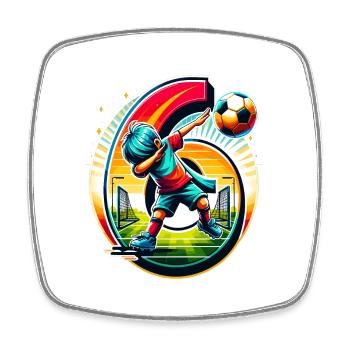 6 Jahre Alter Junge Fußball Geburtstag Shirt Idee - Viereckiger Kühlschrankmagnet - Weiß - Vorne