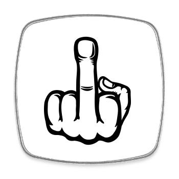 Middle Finger Hand Icon - Square fridge magnet - white - Front