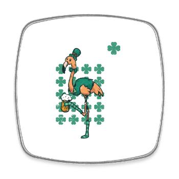 Irish Flamingo Green Bird St Patrick's Day - Square fridge magnet - white - Front