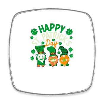 Three Gnomes Irish Shamrock St Patrick's Day Lucky - Square fridge magnet - white - Front