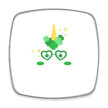 Einhorn Gesicht St. Patricks Day Irisches Klee - Viereckiger Kühlschrankmagnet - Weiß - Vorne