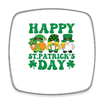 Trois Gnomes irlandais trèfle St Patrick jour chanceux - Magnet carré - blanc - Devant