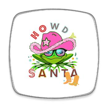 Weihnachten - Howdy Santa - Rote Mütze - Viereckiger Kühlschrankmagnet - Weiß - Vorne