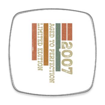 2007 Retro Vintage Geburtstagsgeschenk Geboren im Jahr 2007 - Viereckiger Kühlschrankmagnet - Weiß - Vorne
