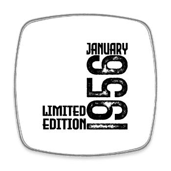 January 1956 Anniversary Gift. January 1956. - Square fridge magnet - white - Front
