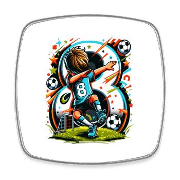 Idée d'anniversaire de football pour un garçon de 8 ans - Magnet carré - blanc - Devant