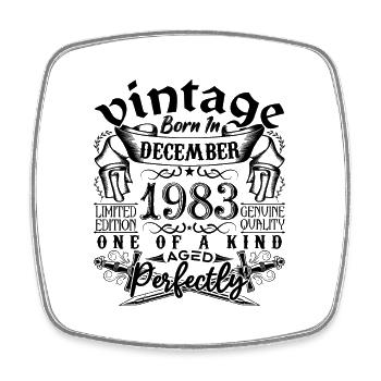 Anniversaire 1983 Décembre 1983 né en December - Magnet carré - blanc - Devant