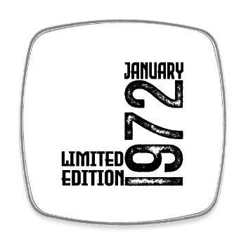 January 1972 Anniversary Gift. January 1972. - Square fridge magnet - white - Front
