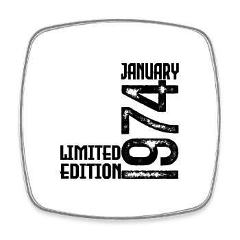 January 1974 Anniversary Gift. January 1974. - Square fridge magnet - white - Front
