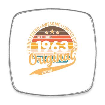 Vintage 1963 Birthday Gift Retro Style - Square fridge magnet - white - Front