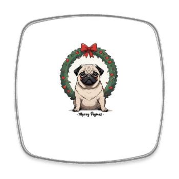 Merry Pugging Christmas Dog Santa Pug Xmas Merry - Square fridge magnet - white - Front