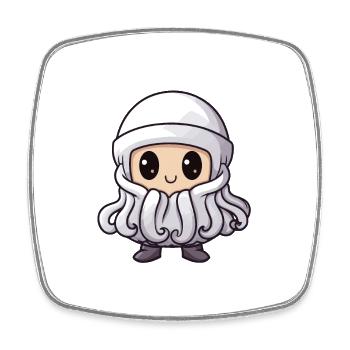 Oktopus Winter Tier Baby Comic - Viereckiger Kühlschrankmagnet - Weiß - Vorne