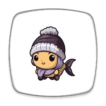 Fish Winter Animal Baby Anime - Square fridge magnet - white - Front