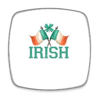 Patriotic Irish Flag Ireland Shamrock Leaf - Square fridge magnet - white - Front