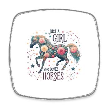 Cadeau d’amant de cheval juste une fille qui aime les chevaux - Magnet carré - blanc - Devant