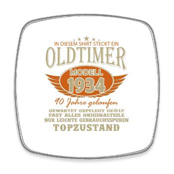 90. Geburtstag Vintage Retro 1934 - Viereckiger Kühlschrankmagnet - Weiß - Vorne