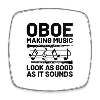 Oboe Player Oboe Basoonist Marching Band Instrumen - Square fridge magnet - white - Front