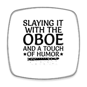 Oboe Player Oboe Basoonist Marching Band Instrumen - Square fridge magnet - white - Front