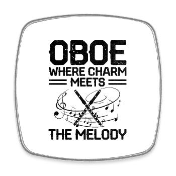 Oboe Player Oboe Basoonist Marching Band Instrumen - Square fridge magnet - white - Front