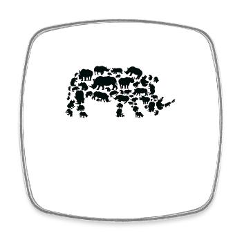 Nashorn Wildlife Afrika Nashorn Silhouette - Viereckiger Kühlschrankmagnet - Weiß - Vorne