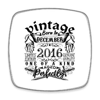 Birthday 2016 December 2016 born in December - Square fridge magnet - white - Front