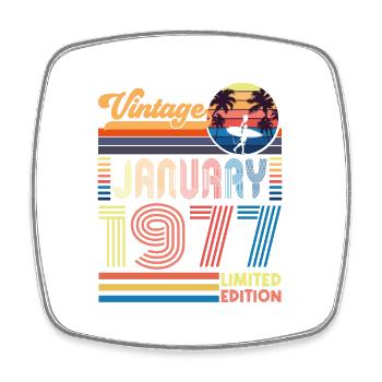 Geburtstag, Januar 1977. Geschenk Januar 1977. - Viereckiger Kühlschrankmagnet - Weiß - Vorne
