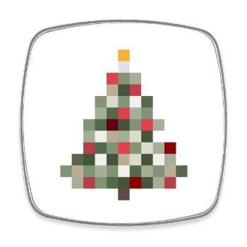 8-Bit Retro Tannenbaum Xmas - Viereckiger Kühlschrankmagnet - Weiß - Vorne