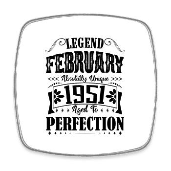 February 1951. February 1951 Birthday Gift. - Square fridge magnet - white - Front