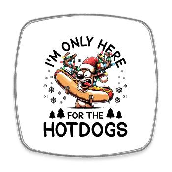 Hot dog christmas reindeer - Square fridge magnet - white - Front
