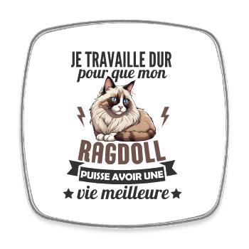 chat ragdoll - Magnet carré - blanc - Devant