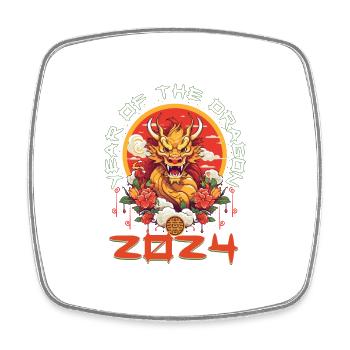 Year Of The Dragon Happy New Year 2024 Matching - Viereckiger Kühlschrankmagnet - Weiß - Vorne
