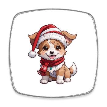chien avec bonnet de noel - Magnet carré - blanc - Devant