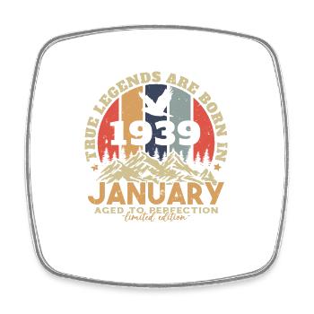 Birthday Gift Born In January 1939 - Square fridge magnet - white - Front