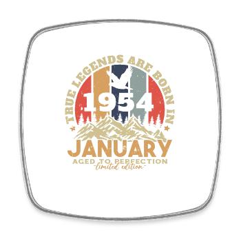 Geburtstagsgeschenk, geboren im Januar 1954 - Viereckiger Kühlschrankmagnet - Weiß - Vorne