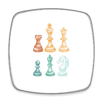 Pièces De Joueur D’échecs Retro Master Club Drôle - Magnet carré - blanc - Devant