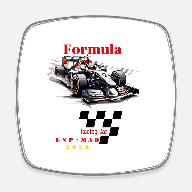 VOITURE DE COURSE DE FORMULE ESPAGNE 2026 - Magnet carré - blanc