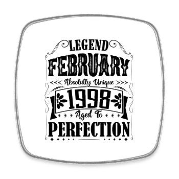 February 1998. February 1998 Birthday Gift. - Square fridge magnet - white - Front