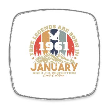 Geburtstagsgeschenke, geboren im Januar 1961 - Viereckiger Kühlschrankmagnet - Weiß - Vorne