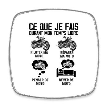 Ce que je fais durant mon temps libre Moto - Magnet carré - blanc - Devant