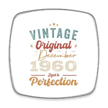 Anniversaire Vintage - Décembre 1960 - Idée cadeau - Magnet carré - blanc - Devant