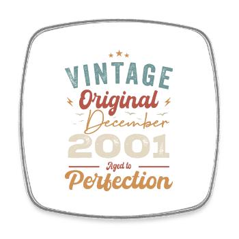 Vintage Geburtstag - Dezember 2001 - Geschenkidee - Viereckiger Kühlschrankmagnet - Weiß - Vorne