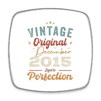 Vintage Geburtstag - Dezember 2015 - Geschenkidee - Viereckiger Kühlschrankmagnet - Weiß - Vorne